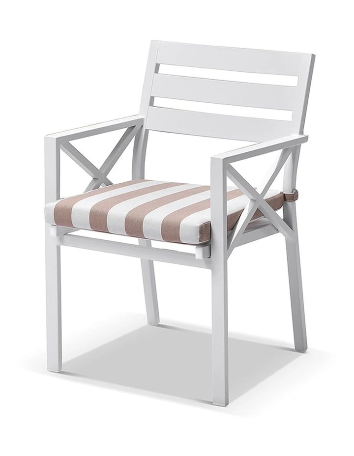 Kansas Outdoor Ceramic 3m Dining Table Setting White With 10 Chairs & Heather Beige Cushions image 3