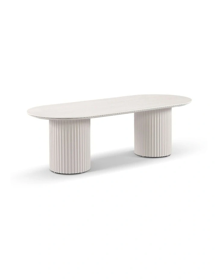Aria Outdoor 2.4m Ceramic and Table Light Dune With 8 Santorini Dining Chairs & Sandstone Cushions image 2