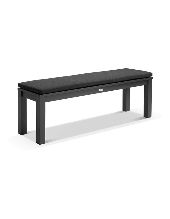 Santorini 3.55m Outdoor Rectangle Dining Table Charcoal With 4 Bench Seats & Denim Grey Cushions image 3