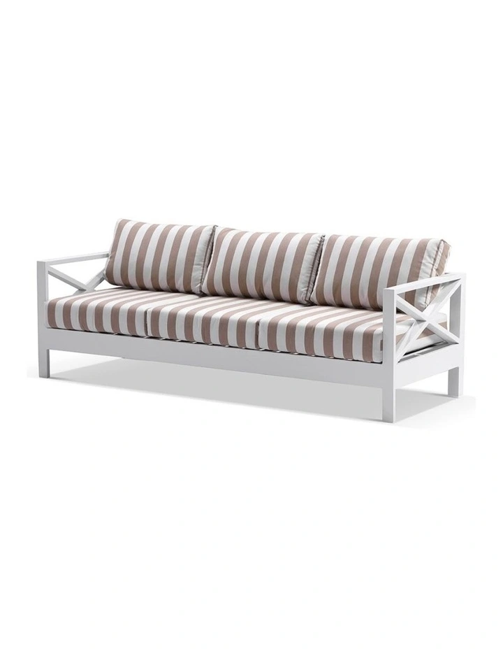 Kansas 3 2 1 1 seater Outdoor Lounge Set with Coffee Table in Sunbrella & Maxim Beige Cushions image 3