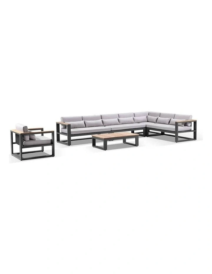 Balmoral Package C and Teak Lounge Setting Charcoal With Coffee Table & Olefin Grey Cushions image 1