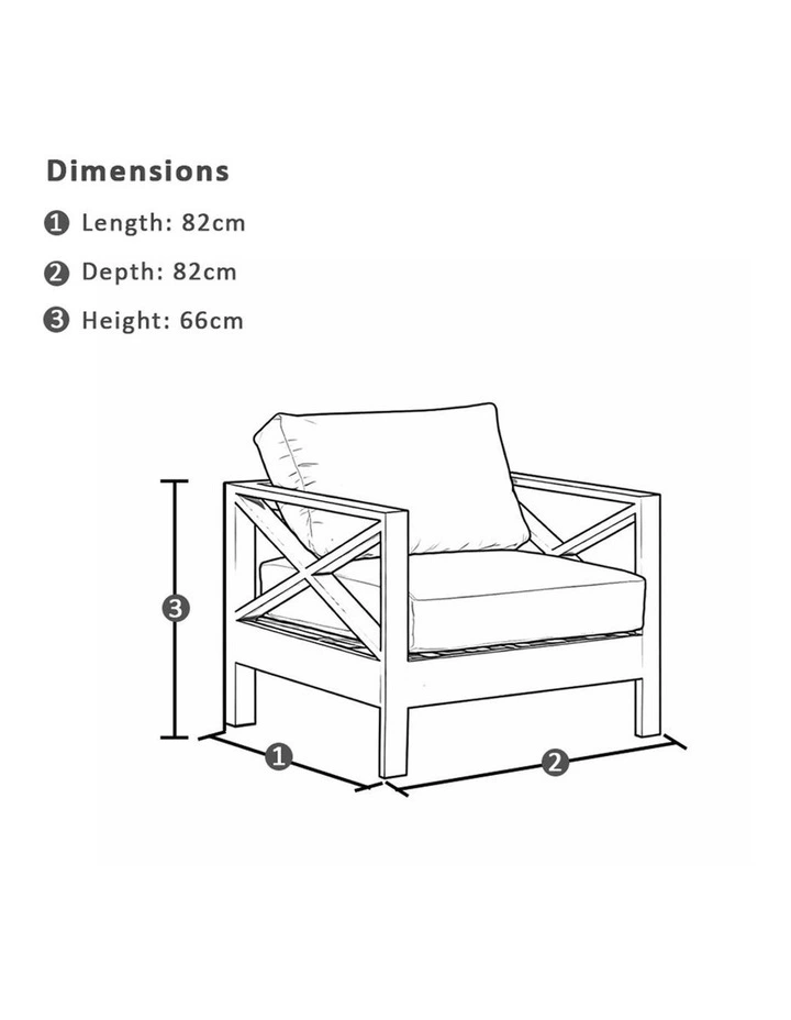 Kansas Outdoor Corner Modular Lounge Set White With Chair & Coffee Table Navy Stripe Cushions image 7