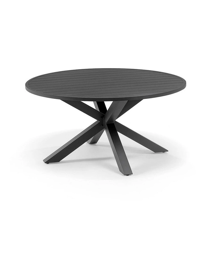 Houston Outdoor 1.8m Round Dining Setting Charcoal With 8 Santorini Chairs & Denim Grey Cushions image 3