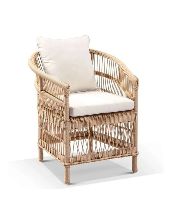 Balmoral 1.8m Outdoor Teak Top Table White With 6 Watego Malawi Style Chairs & Wheat Cushions image 3