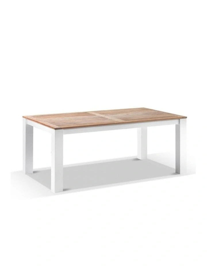 Balmoral 1.8m Outdoor Teak Top Table White With 6 Watego Malawi Style Chairs & Wheat Cushions image 4