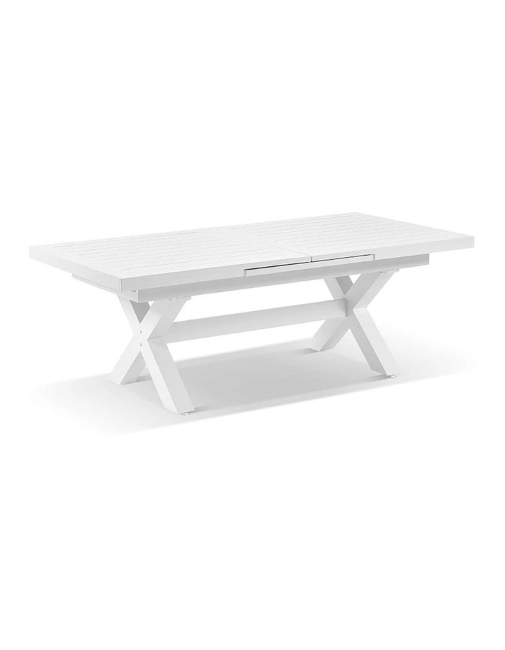 Austin Outdoor 2.2m - 3m Extension Table White With 10 Hugo Chairs & Cream Rope/Cream Cushions image 3