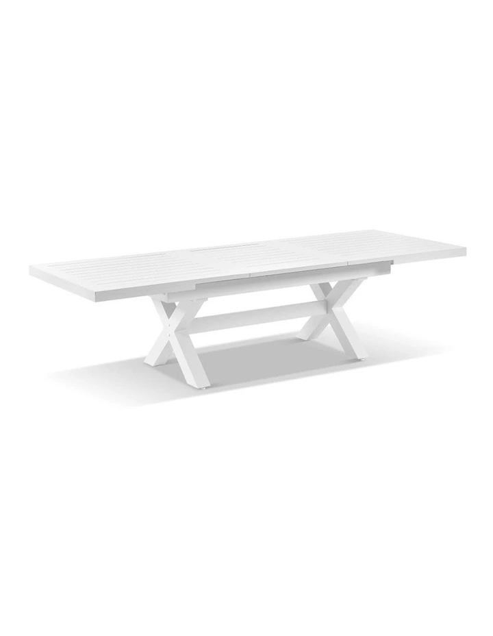 Austin Outdoor 2.2m - 3m Extension Table White With 10 Hugo Chairs & Cream Rope/Cream Cushions image 4