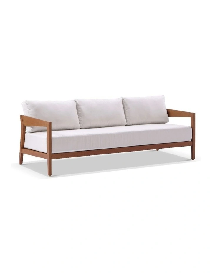 Bronte 3 2 1 Outdoor Lounge Setting Teak Look With Coffee Table & Sunbrella Canvas Cushions image 7