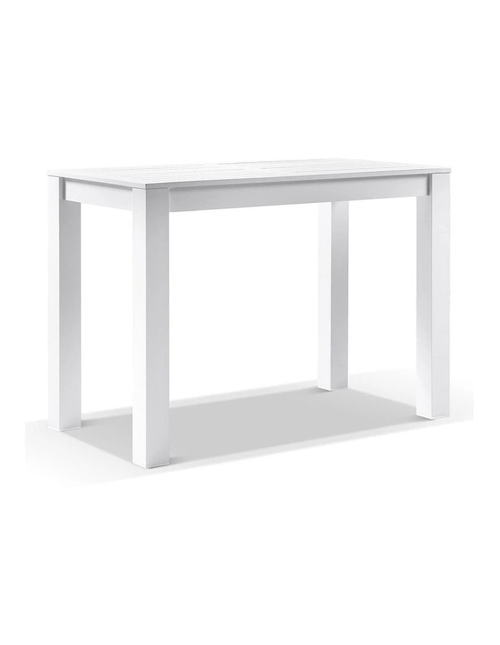 Santorini 1.5m Bar Table White With 6 Hugo and Rope Stools & Grey w/Textured Olefin Cushions image 3