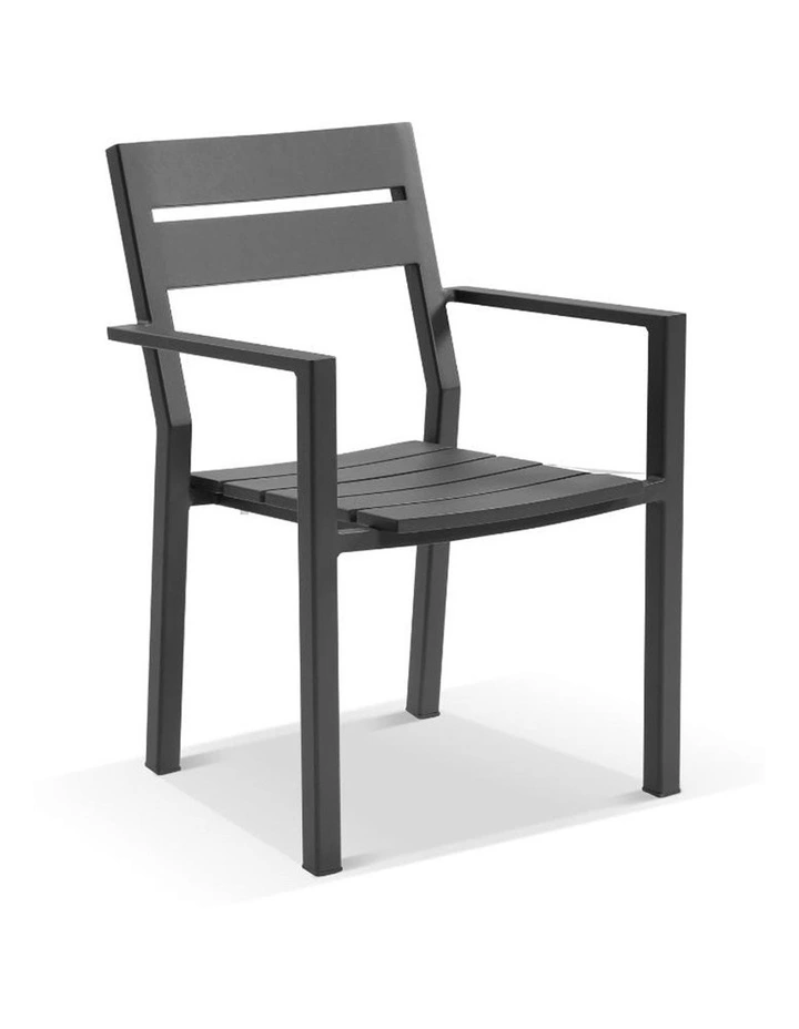 Tuscany 8 Seater Teak Top Dining Setting Charcoal With Santorini Chairs & Denim Grey Cushions image 4
