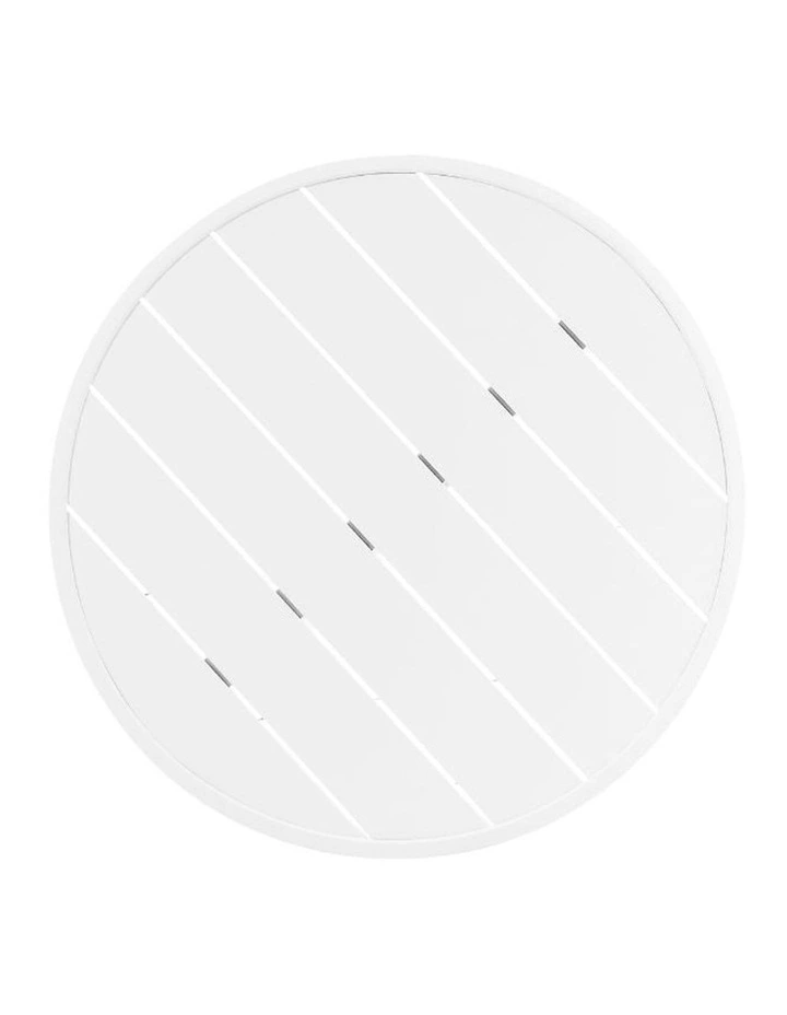 Houston Outdoor 90cm Round Bar Table White With 4 Santorini Stools & Textured Olefin Grey Cushions image 4