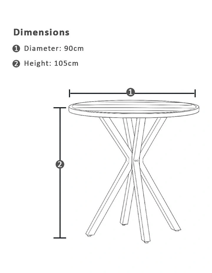 Houston Outdoor 90cm Round Bar Table Charcoal With 4 Santorini Stools & Denim Grey Cushions image 7