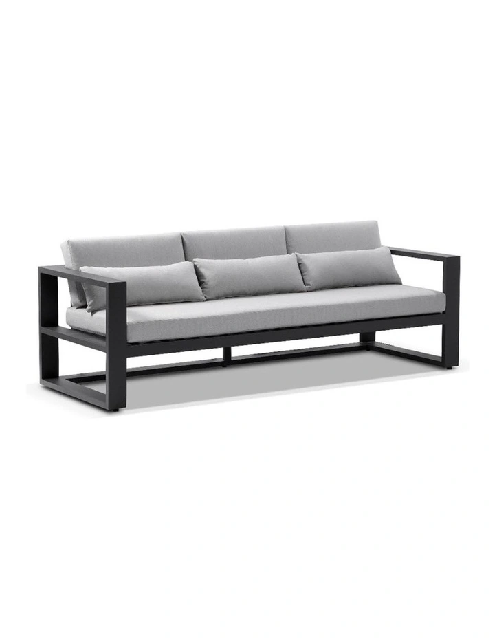 Santorini 3 2 1 1 Outdoor Lounge Set Charcoal With Coffee Table & Olefin Light Grey Cushions image 2