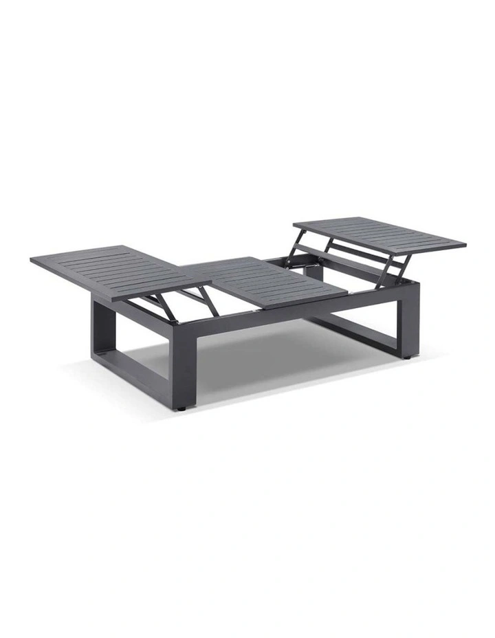 Santorini 3 2 1 1 Outdoor Lounge Set Charcoal With Coffee Table & Olefin Light Grey Cushions image 5