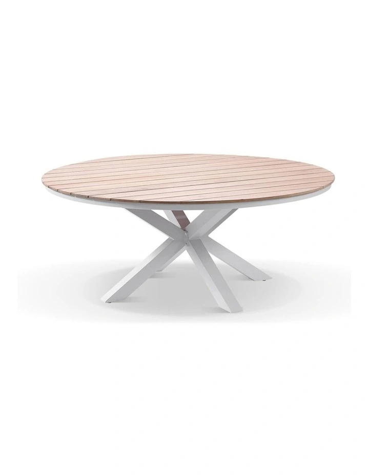 Tuscany 1.8m and Teak Dining Table White 8 Hugo Chairs & Grey Rope/Textured Olefin Cushions image 2