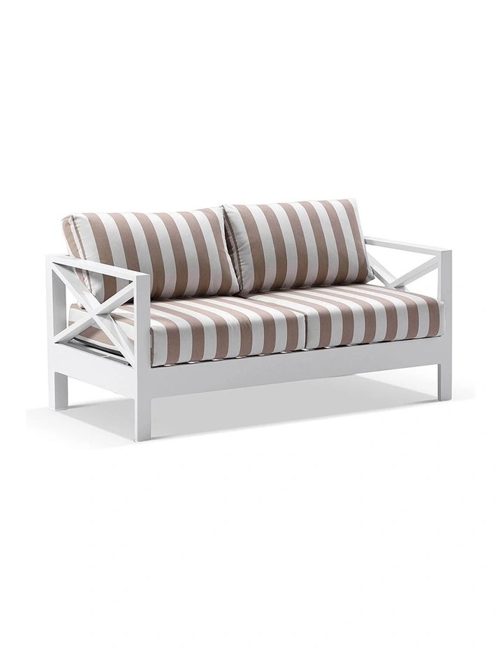 Kansas 2 1 seater Outdoor Lounge Set with Coffee Table in Sunbrella & Maxim Heather Beige Cushions image 2