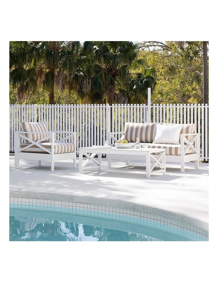 Kansas 2 1 seater Outdoor Lounge Set with Coffee Table in Sunbrella & Maxim Heather Beige Cushions image 6