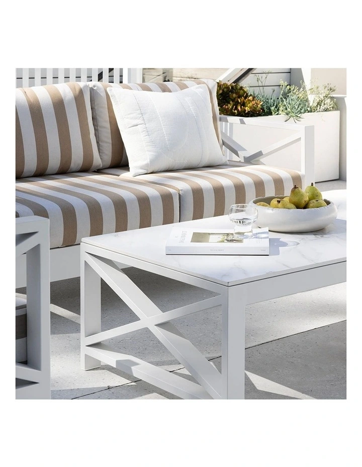 Kansas 2 1 seater Outdoor Lounge Set with Coffee Table in Sunbrella & Maxim Heather Beige Cushions image 7