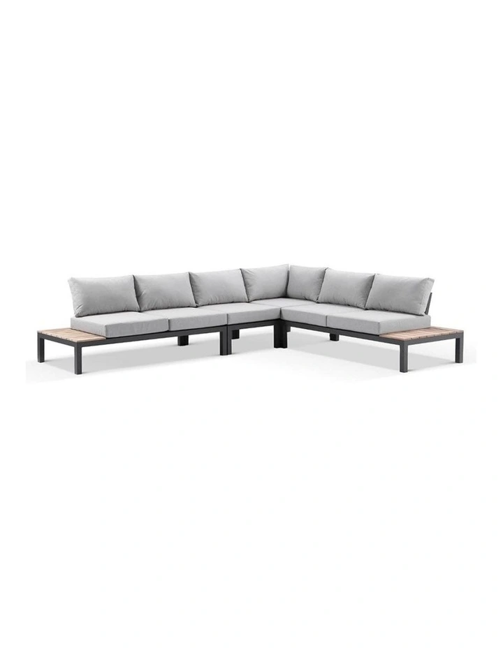 Nova Outdoor Lounge and Dining Setting Charcoal With Single Modular & Textured Grey Cushions image 1