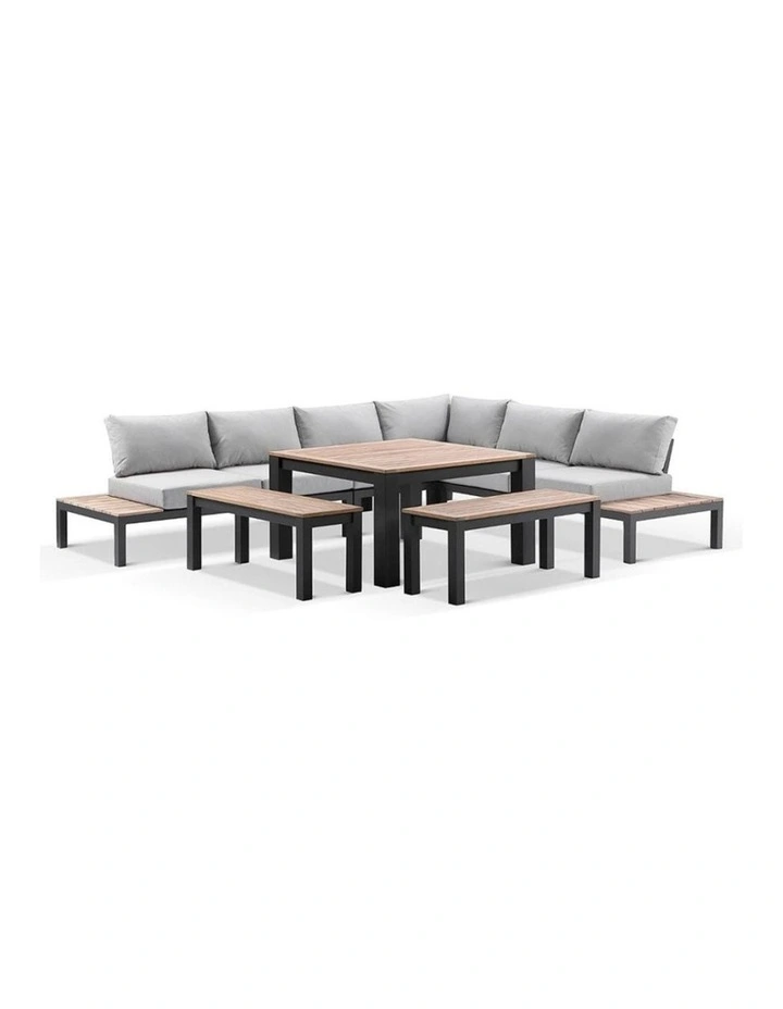 Nova Outdoor Lounge and Dining Setting Charcoal With Single Modular & Textured Grey Cushions image 2