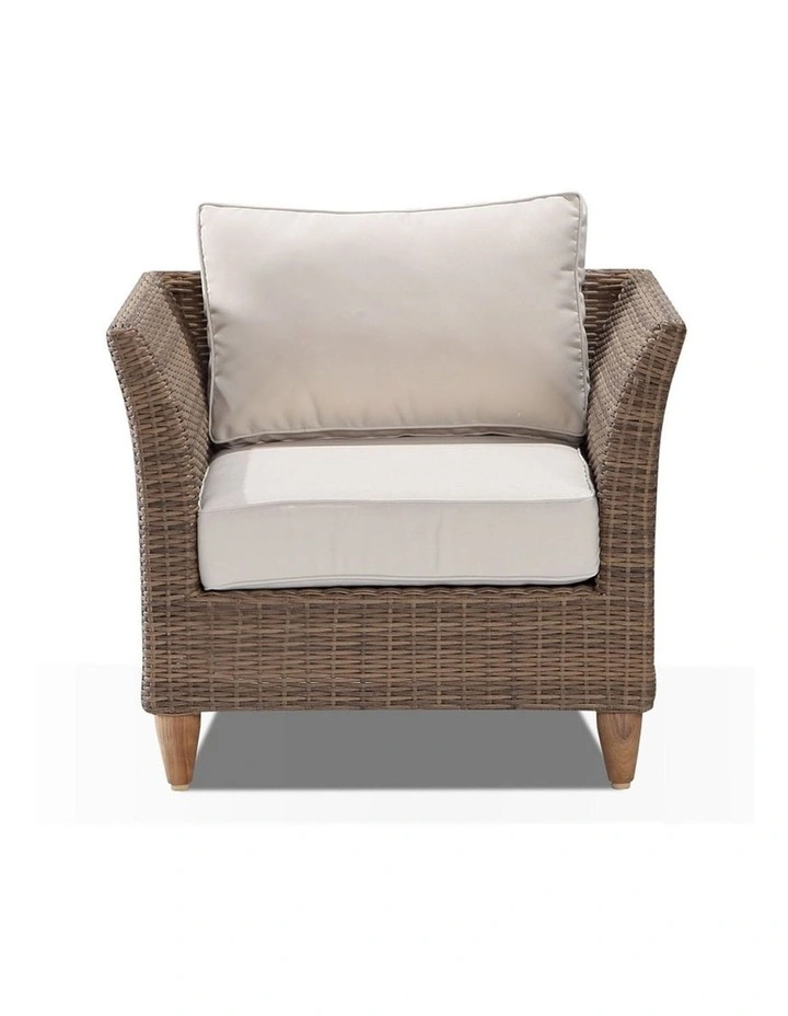 Carolina 2 1 1 Wicker Alfresco Lounge Setting Brushed Wheat With Coffee Table & Cream Cushions image 3