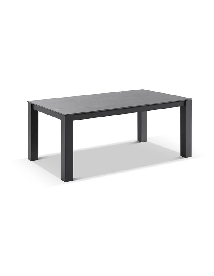 Hugo Ceramic 1.8m Dining Table Charcoal With 6 Rope Chairs & Carbon Grey/Denim Grey Cushions image 4