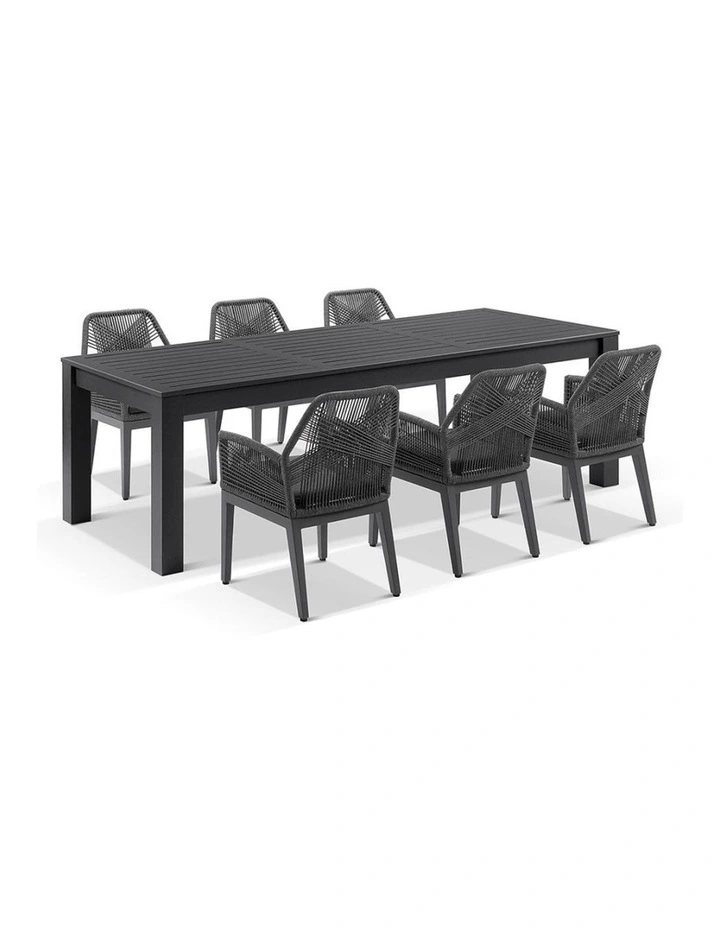 Santorini 2.5m Outdoor Dining Table Charcoal With 8 Hugo Chairs & Carbon Grey/Denim Grey Cushions image 2