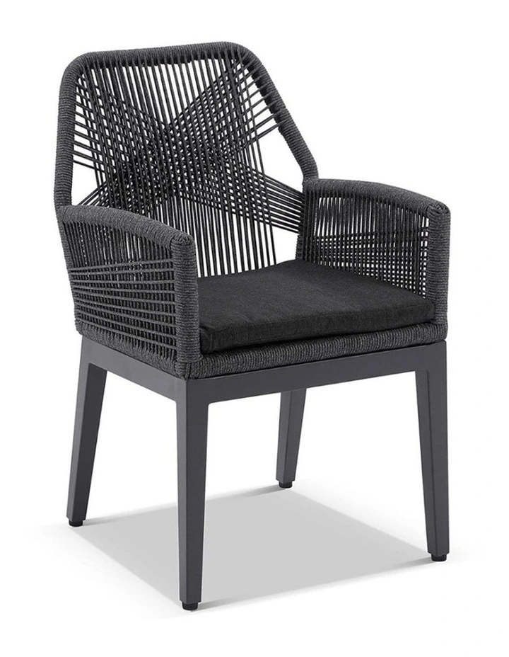 Santorini 2.5m Outdoor Dining Table Charcoal With 8 Hugo Chairs & Carbon Grey/Denim Grey Cushions image 3