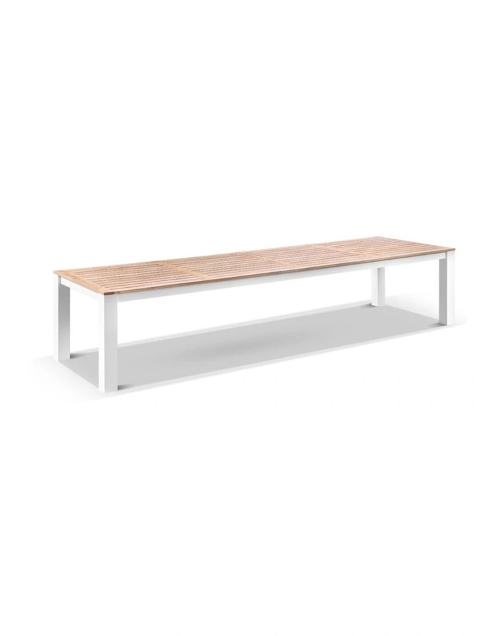 Balmoral 3.55m Outdoor Teak Top Table White With 12 Watego Malawi Style Chairs & Wheat Cushions image 2