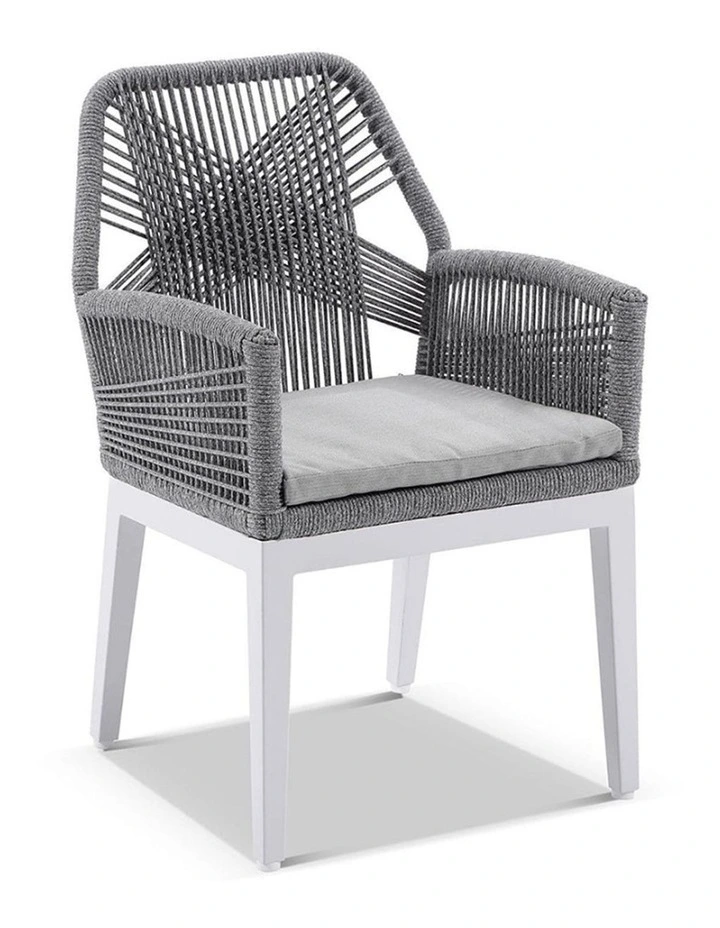 Santorini 3.55m Outdoor Dining Table White With 12 Hugo Chairs & Textured Olefin Grey Cushions image 3