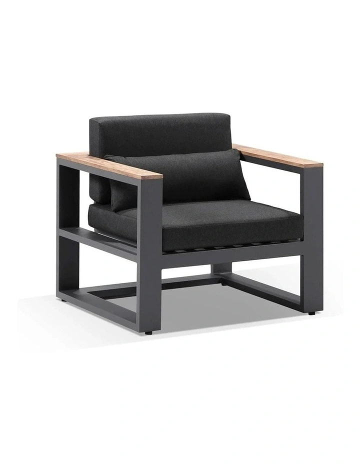 Balmoral Package C Outdoor and Teak Lounge Setting Charcoal With Coffee Table & Denim Grey Cushions image 5