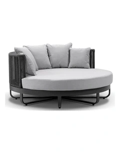 Cannes Outdoor Round and Rope Daybed Sun Lounge Charcoal & Carbon Grey Rope/Olefin Cushions