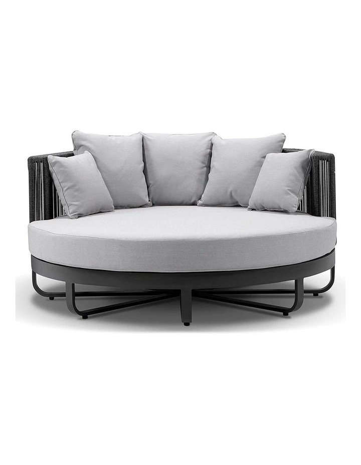 Cannes Outdoor Round and Rope Daybed Sun Lounge Charcoal & Carbon Grey Rope/Olefin Cushions image 2