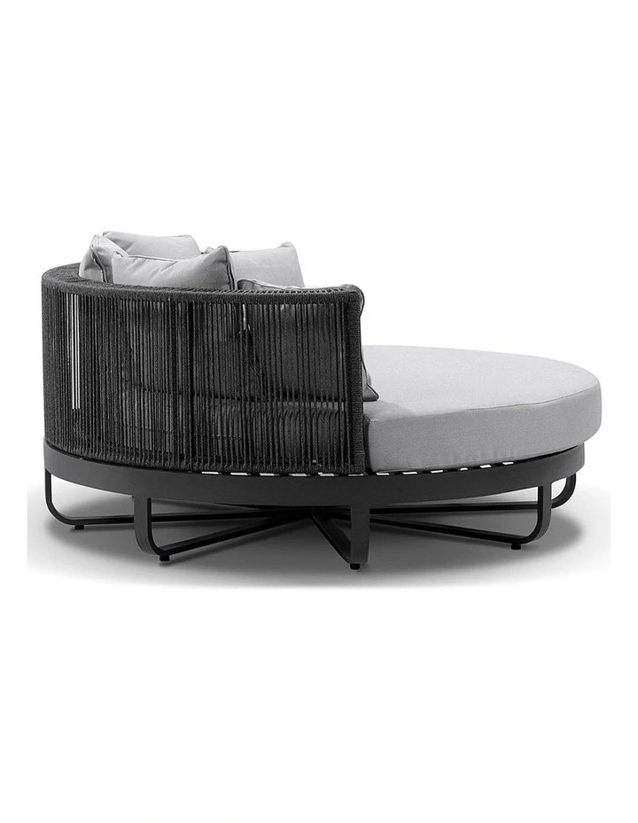 Cannes Outdoor Round and Rope Daybed Sun Lounge Charcoal & Carbon Grey Rope/Olefin Cushions image 3