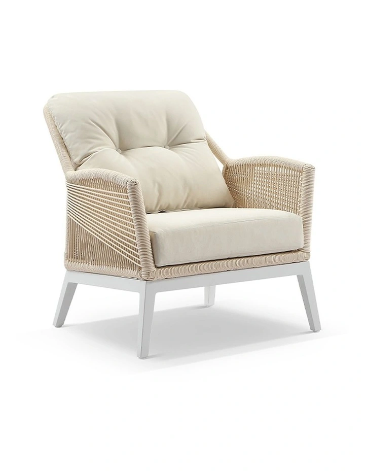 Hugo 3 1 1 Seater Outdoor Rope Lounge Set White With Coffee Table & Cream Rope/Cream Cushions image 3