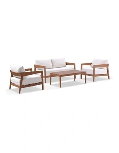 Bronte 2 1 1 Outdoor Lounge Setting Teak Look With Coffee Table & Sunbrella Canvas Cushions