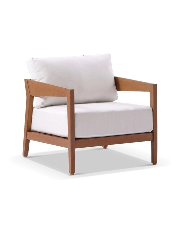Bronte 2 1 1 Outdoor Lounge Setting Teak Look With Coffee Table & Sunbrella Canvas Cushions image 3