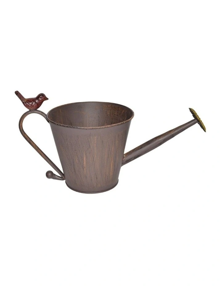 Willow & Silk Watering Can Shape Potplanter w/yellow flower 34x16x19cm image 1