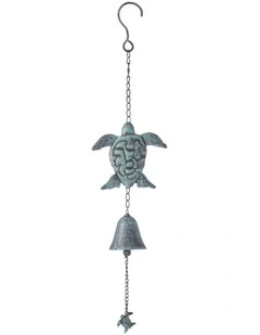 Willow & Silk Hanging Serenity Turtles with Cast Iron Bell 14.5x7.5x62cm