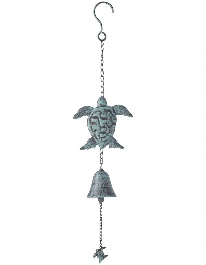 Willow & Silk Hanging Serenity Turtles with Cast Iron Bell 14.5x7.5x62cm image 1