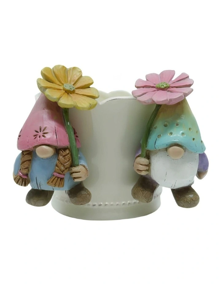 Willow & Silk Set/2 Asst Gnomes Holding Flower Pot Hangers image 1