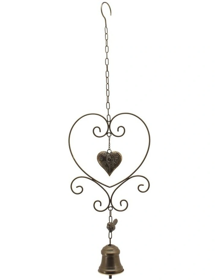 Willow & Silk Metal 82cm Hanging Hearts w/Bird Wind Chimes/ Witch Bell image 1