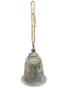 Willow & Silk Hanging 28cm Vintage Rusty Metal Door/Garden Bell w/ Rope