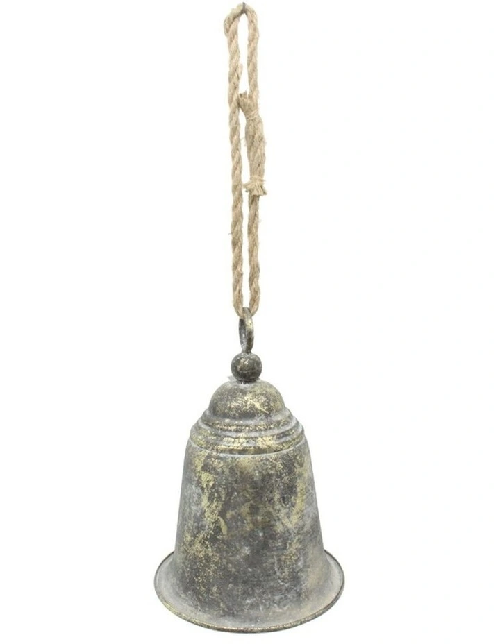 Willow & Silk Hanging 28cm Vintage Rusty Metal Door/Garden Bell w/ Rope image 1