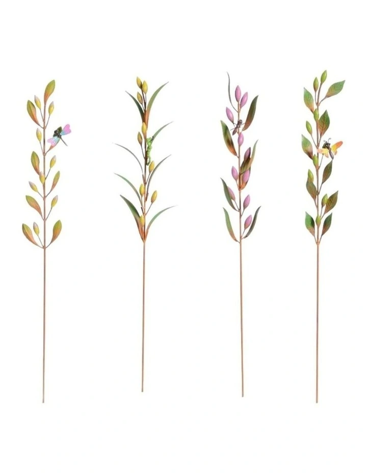 Willow & Silk S/4 ASST LEAF STAKES WITH BUG/BIRD 5x3x39 image 1
