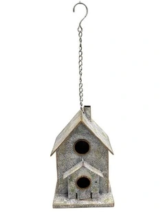 Willow & Silk Hanging Two-Storey Birdhouse 16x15x45cm