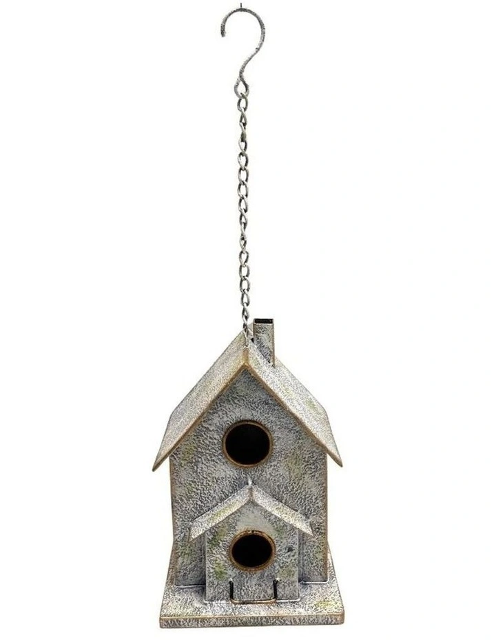 Willow & Silk Hanging Two-Storey Birdhouse 16x15x45cm image 1
