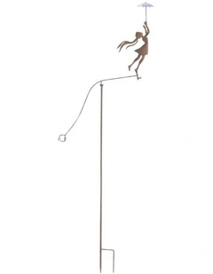 Willow & Silk Girl w/ Umbrella Spinner/Balancing Garden Stake 76.5x11.5x158cm