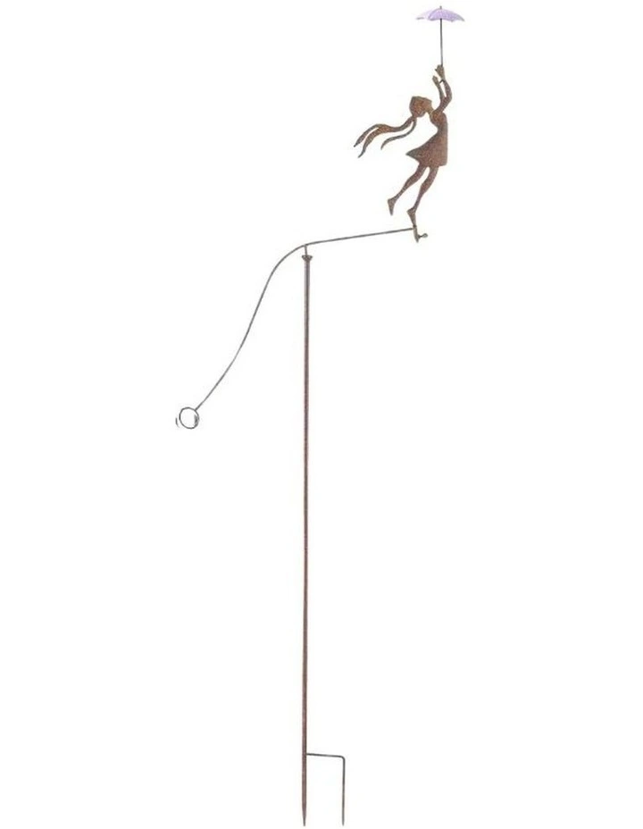 Willow & Silk Girl w/ Umbrella Spinner/Balancing Garden Stake 76.5x11.5x158cm image 1