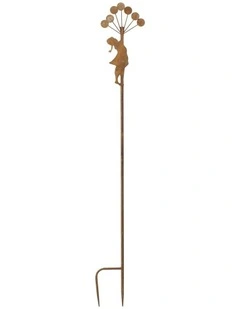 Willow & Silk Rust Girl w/Balloons Garden Stake 18x100cm